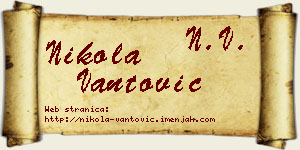 Nikola Vantović vizit kartica